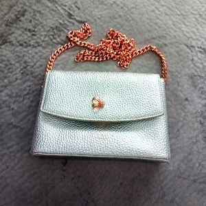 Ted Baker silver tone leather small crossbody bag